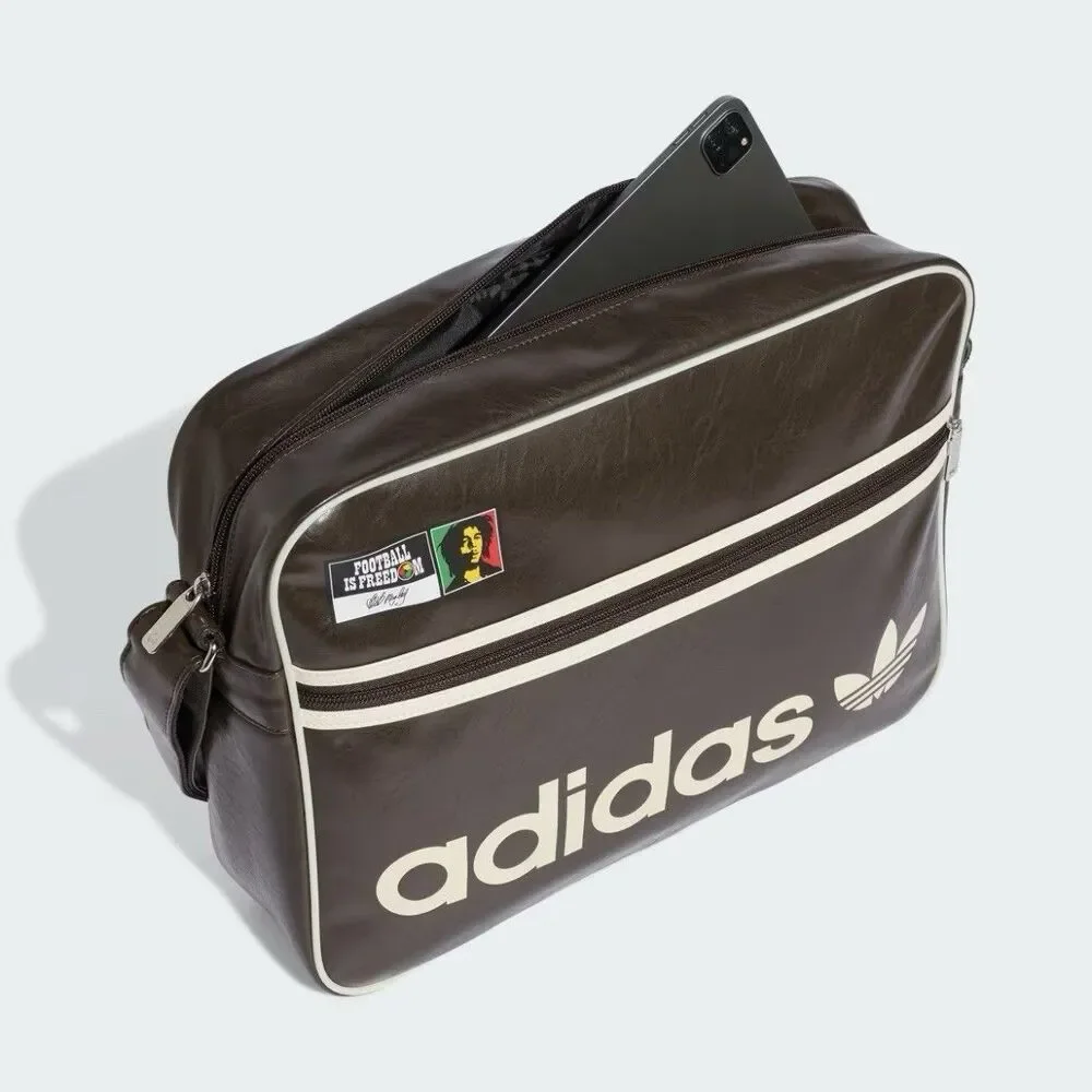 Adidas x Bob Marley Brown Cream Jamaica Commuter Laptop Zipper Shoulder Bag